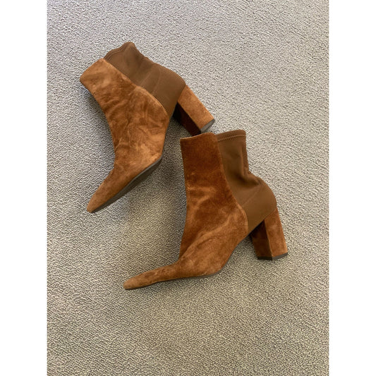 LONNIE Stuart Weitzman Women 7 Brown Suede Ankle Boots