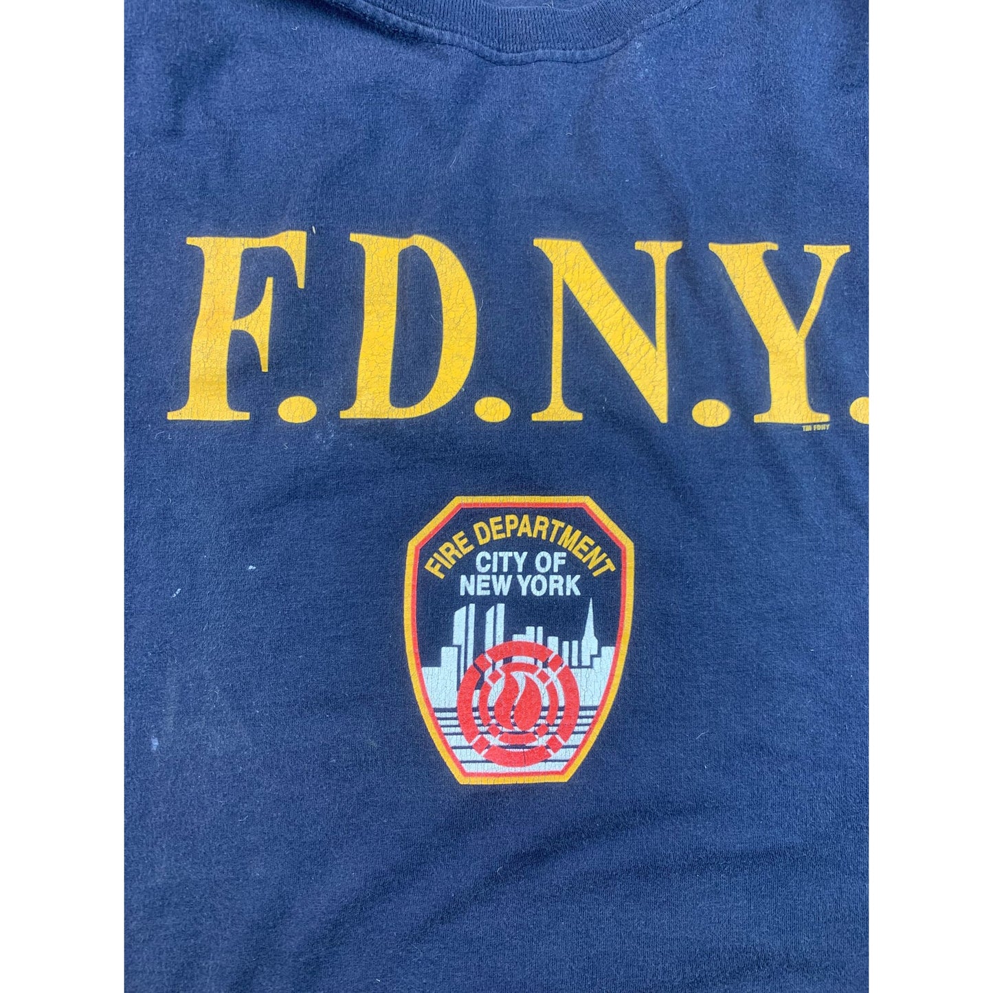Vintage Jerzees Men's XL Dark Blue Fire Department FDNY NYC Graphic T-Shirt
