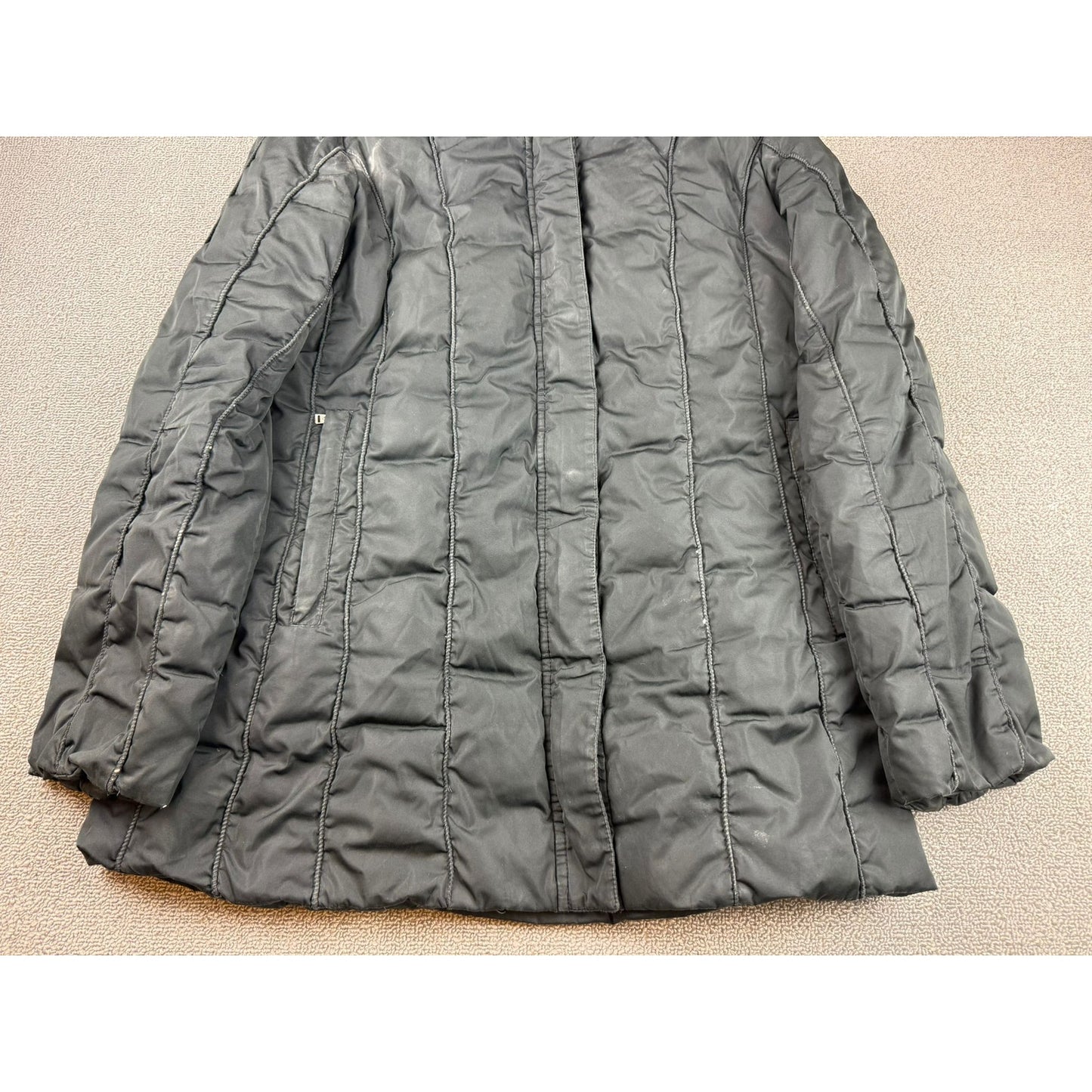 Post Card Women's Medium Black Hooded Fur Trim Puffer Coat