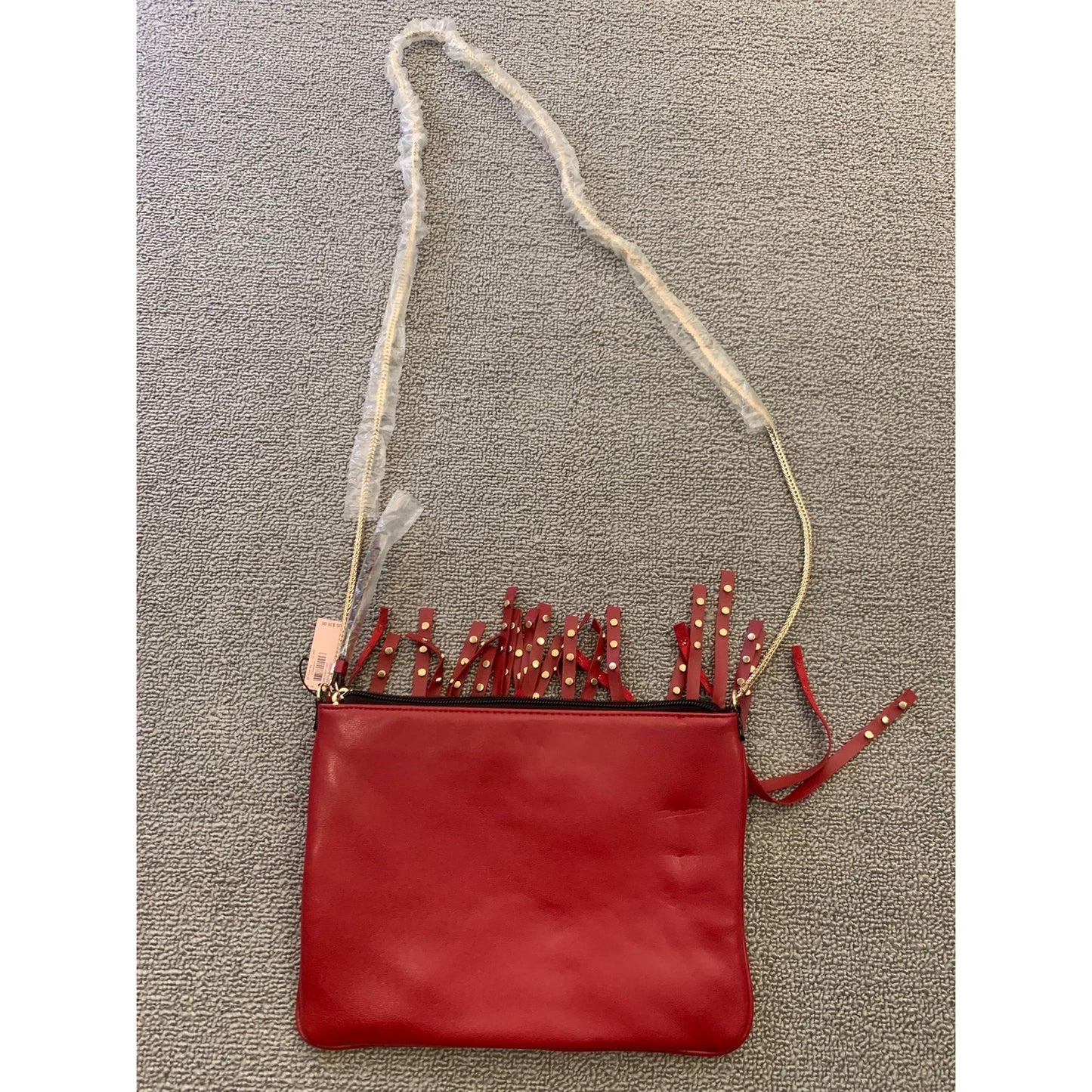 VICTORIA'S SECRET Women Red Gold Fringe Crossbody Bag