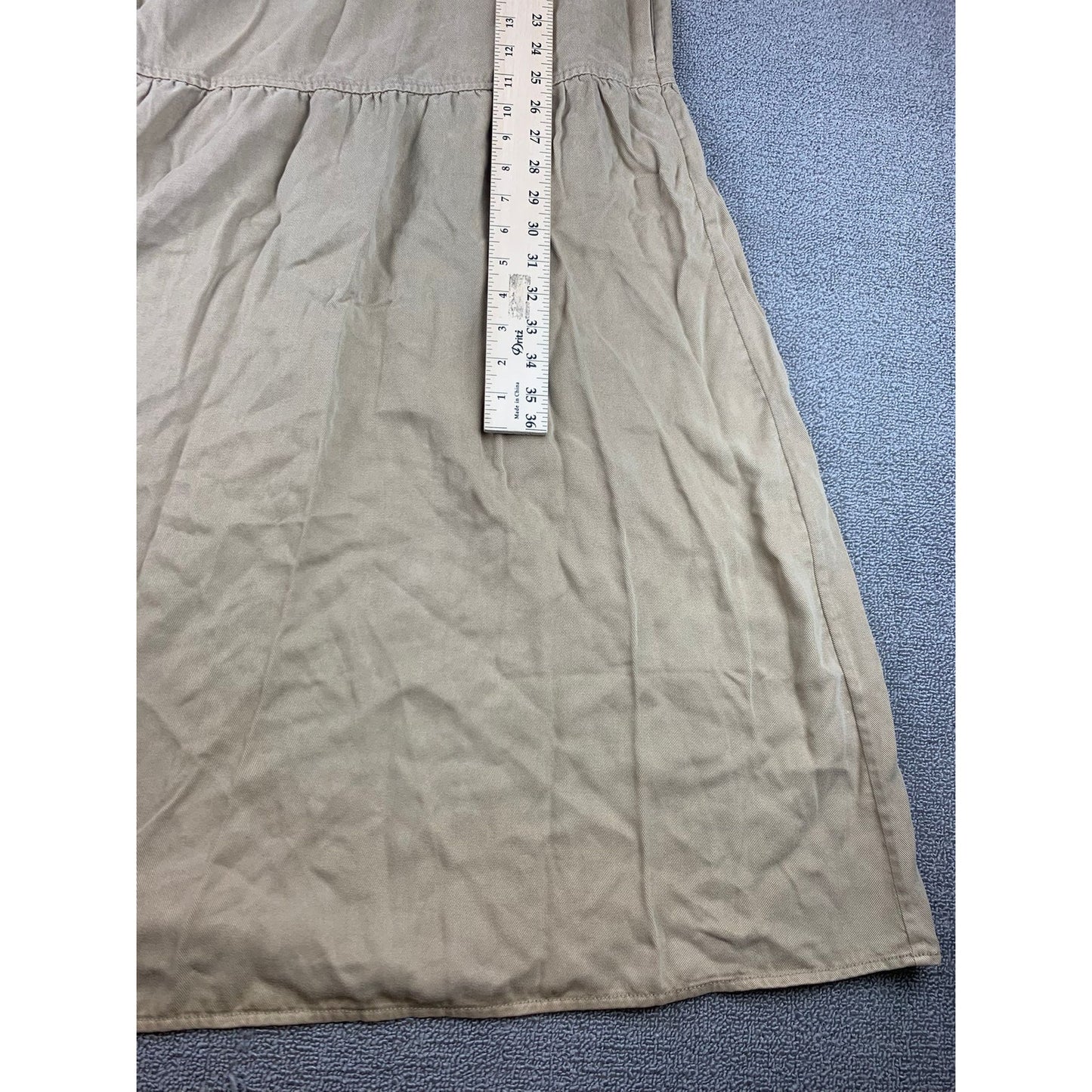 Everlane Tencel Women's Small Beige Cotton Midi V-Neck Tiered Dress
