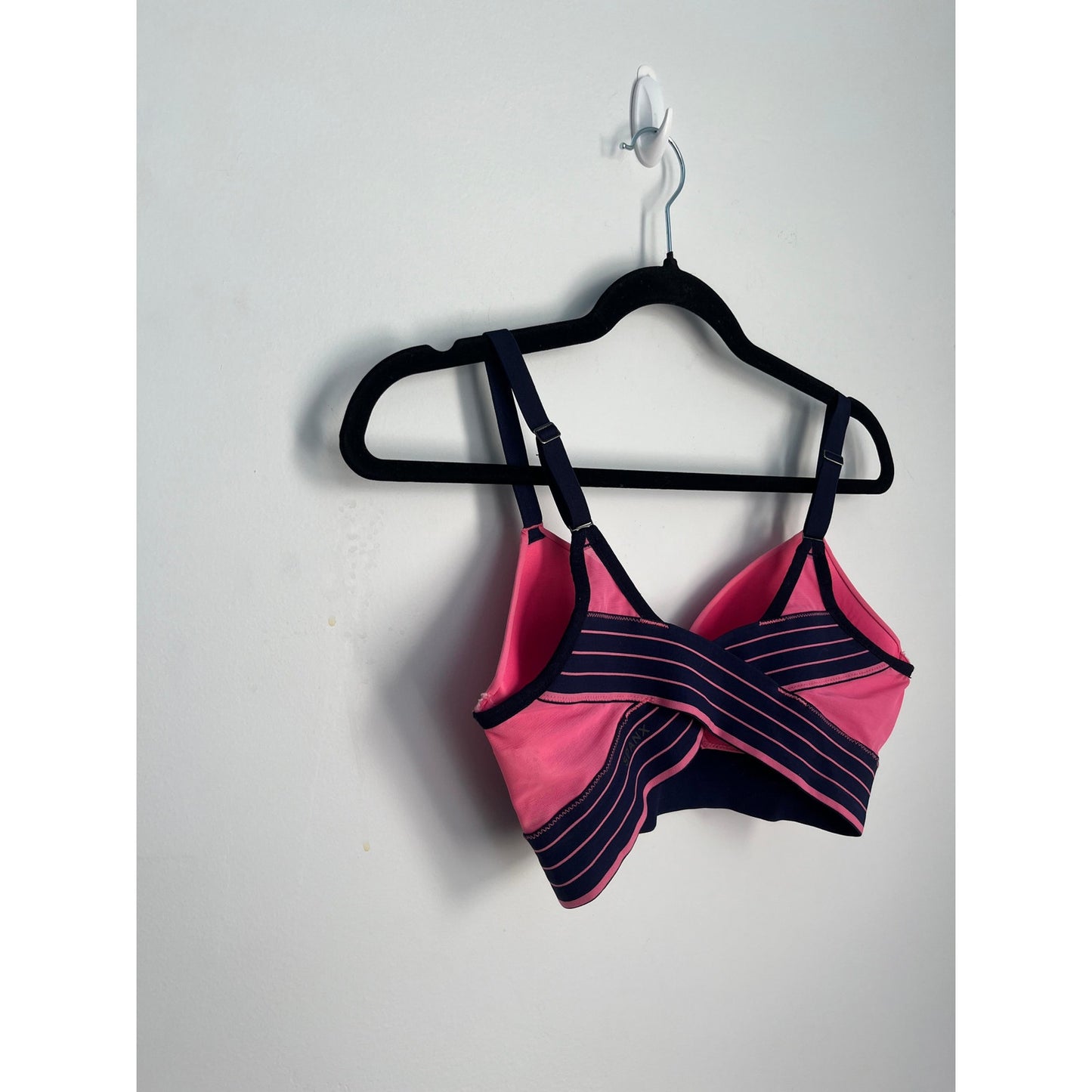 Spanx Bralette Women S Pink Navy Striped Wireless Padded Stretch Bra