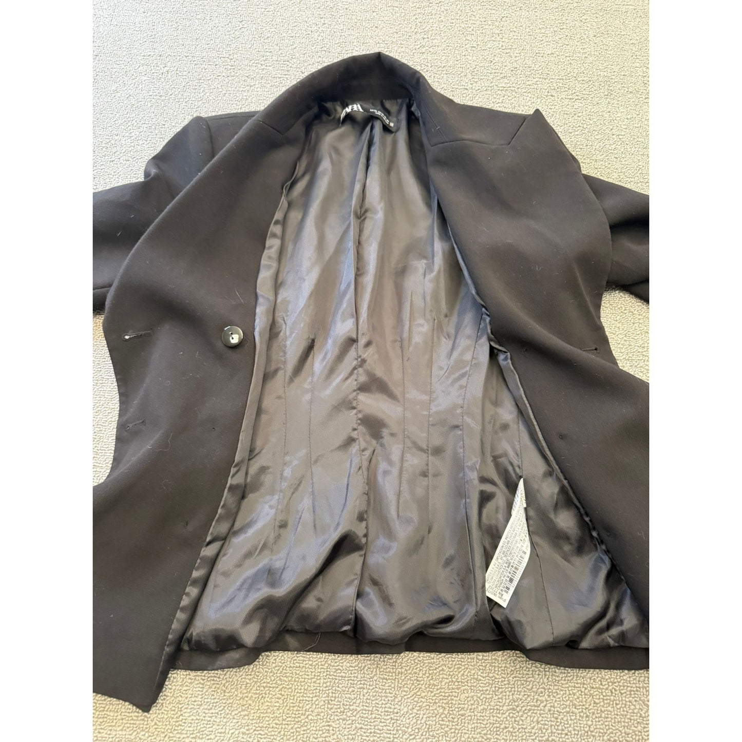 ZARA Women XS Black Double Breasted Blazer Black