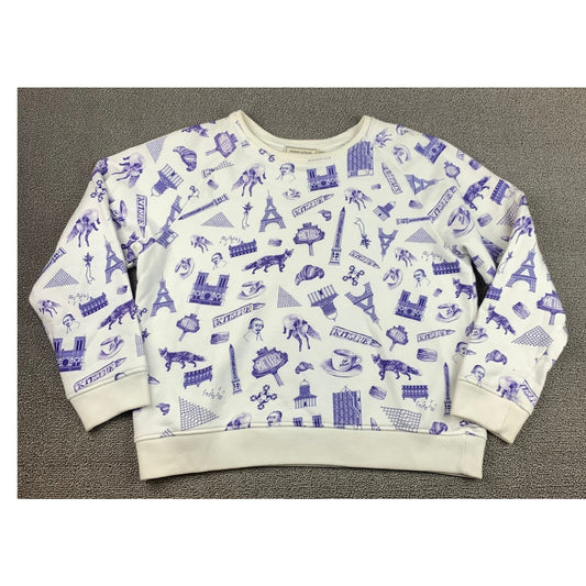 Maison Kitsune Map Print Paris Sights Sweatshirt Sweater All Over Blue Fox Small