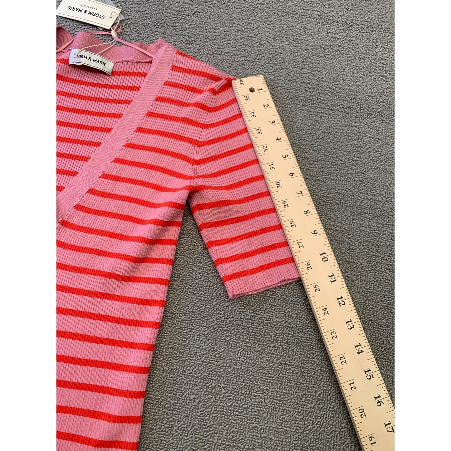 Storm & Marie Women's Large Pink Red Striped Knit Blouse