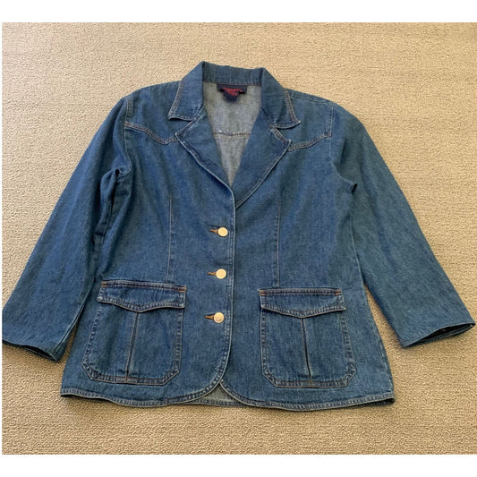 Denim & Co. Women's Small Blue Jean Blazer Jacket