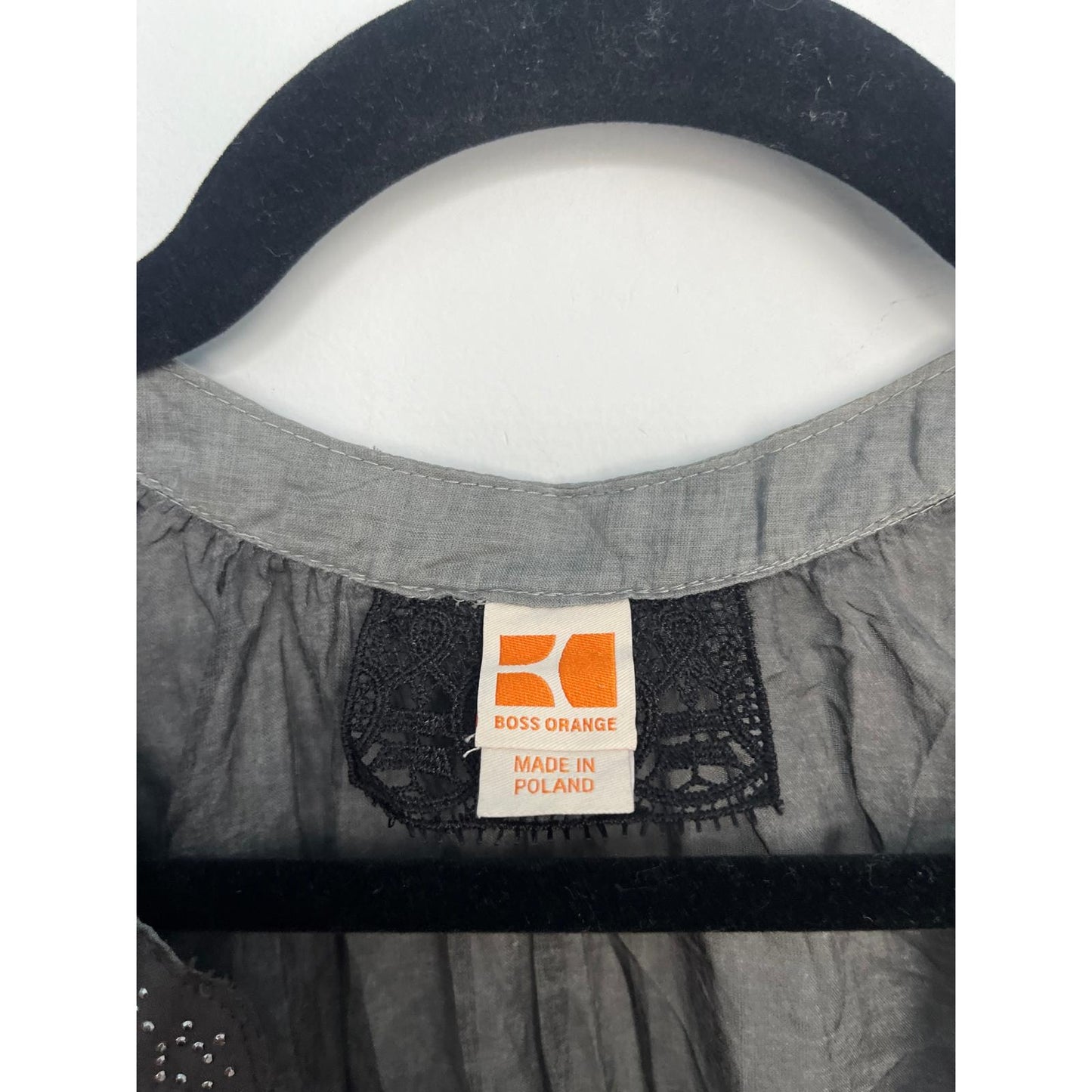 Boss Orange Gray Dress Women 6 Pleated Sheer Cap Sleeve Embellished Waist