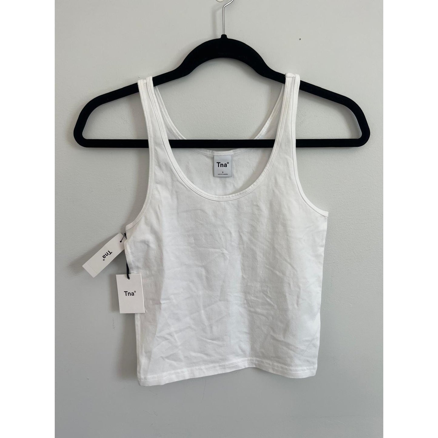 TNA Chill Bergman Tank Top Women S White Cotton Cropped Sleeveless NWT