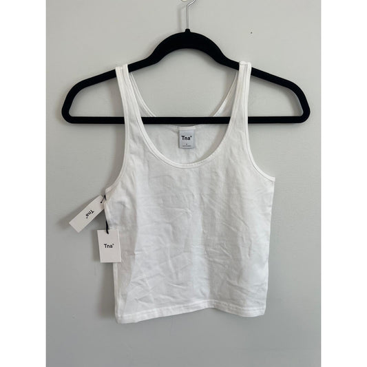 TNA Chill Bergman Tank Top Women S White Cotton Cropped Sleeveless NWT