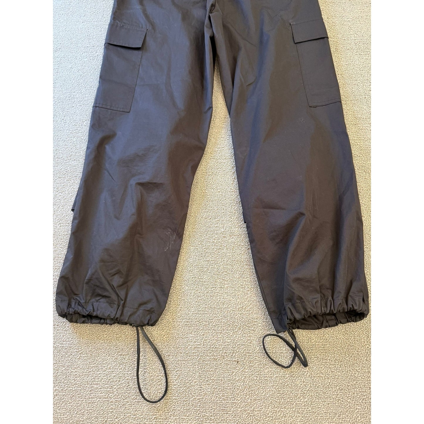 ZARA Women's Parachute Cargo Pants XS Black Wide Leg Drawstring Streetwear