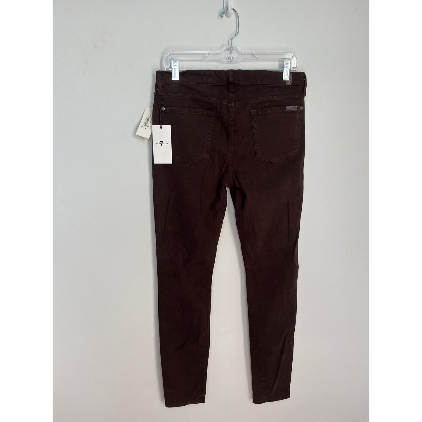 7 For All Mankind Skinny Pants Women 30 Dark Brown Velvet Stretch NWT