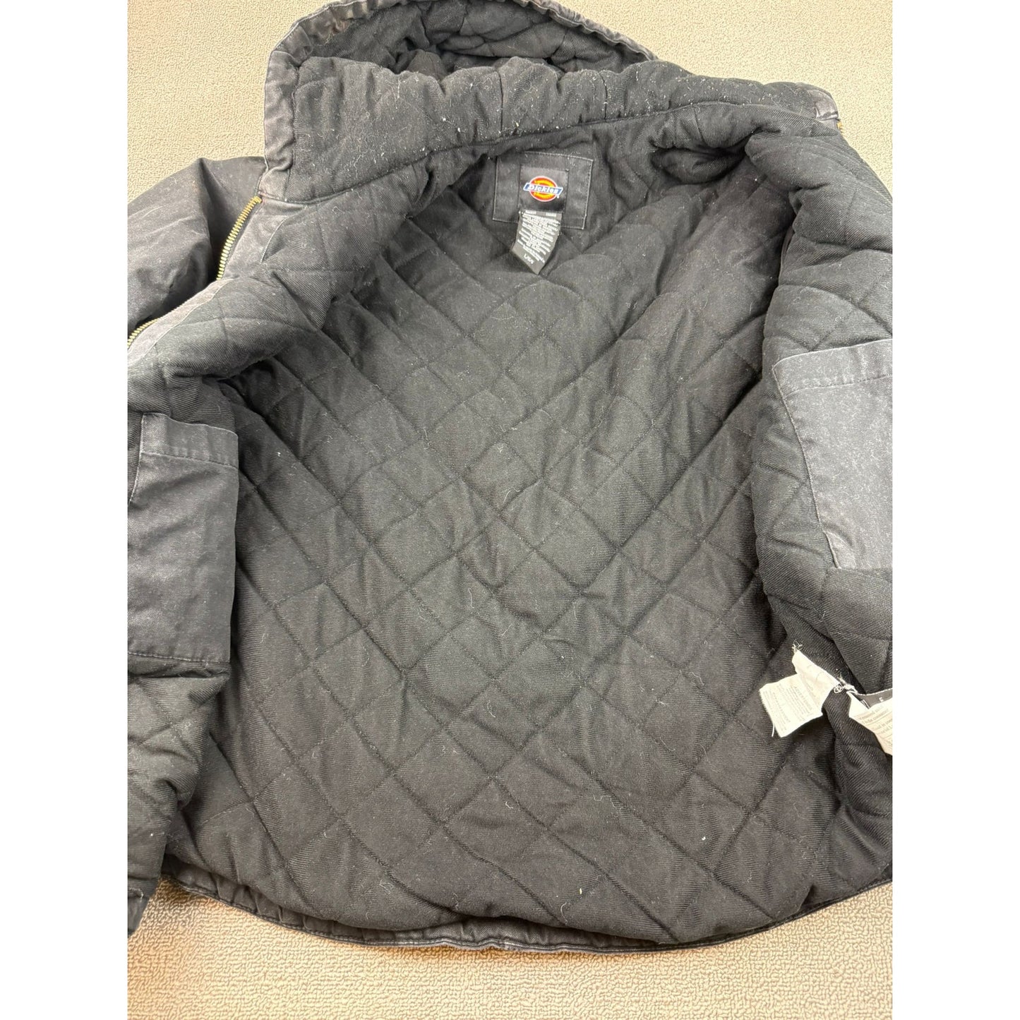 Dickies Work Wear Men's Size Large Black Full-zip Hooded Quilted Lined Jacket