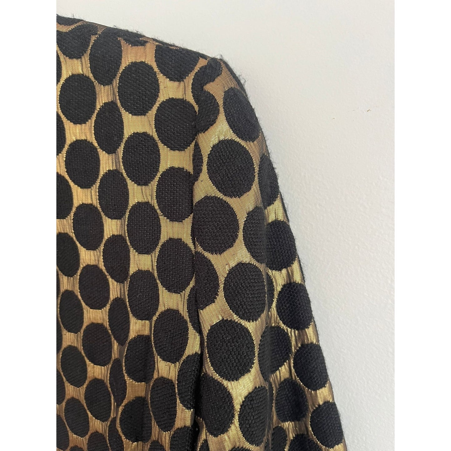 Diane von Furstenberg Coat Women 4 Polka Dot Metallic Open Front Long Jacket