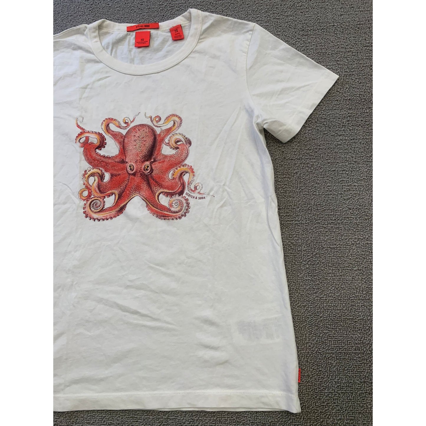 Scotch & Soda Girls 12Y /152 White "It's All Good" Octopus Graphic T-shirt
