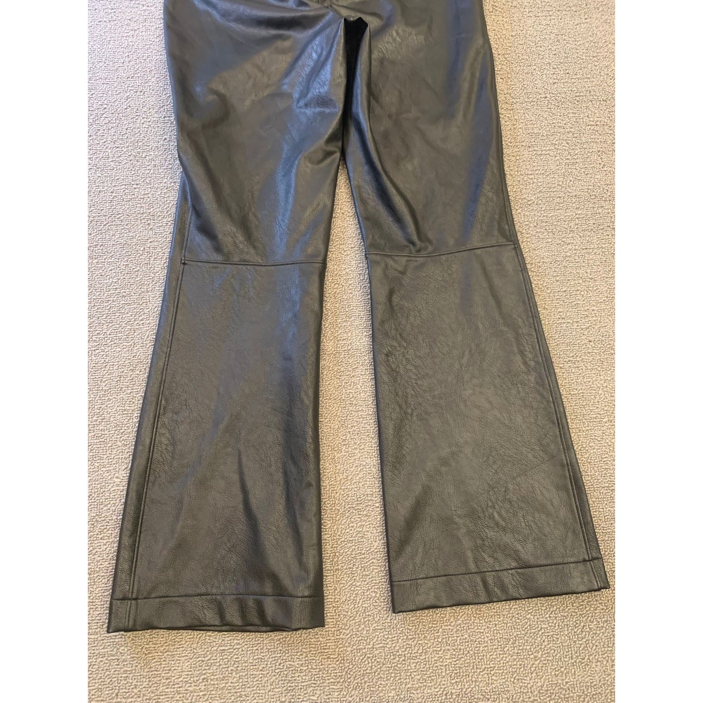 Spanx Women XS Black Faux Leather Flare Leggings