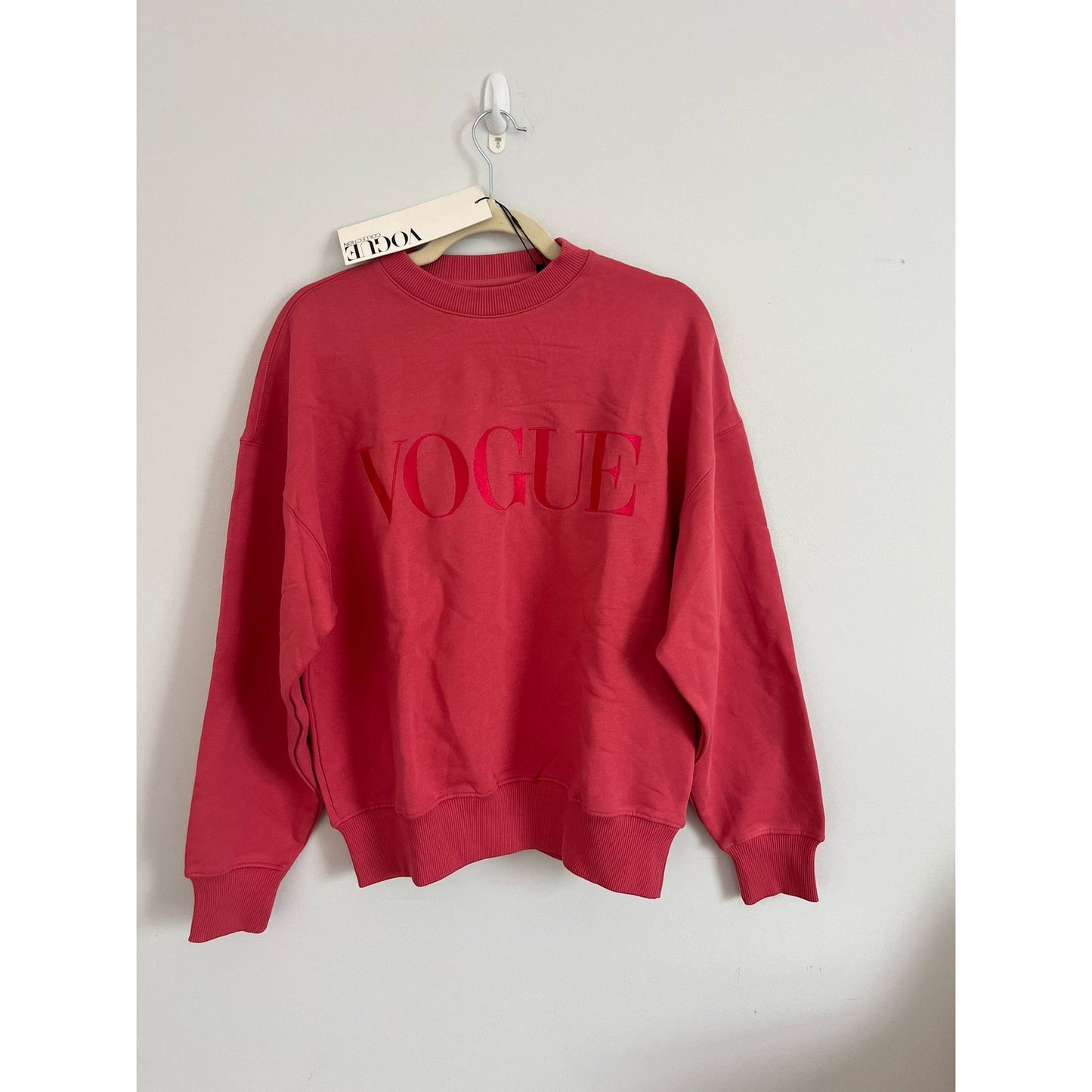 Vogue Collection Sweatshirt Women M Pink Crewneck Pullover Logo Cotton Blend