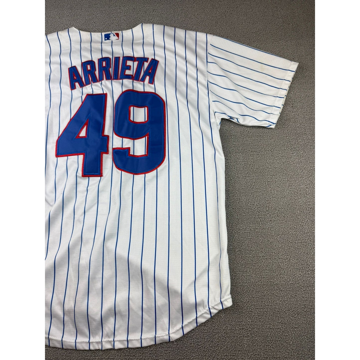 Majestic Chicago Cubs CoolBase Pinstripe Jake Arrieta #49 Baseball Jersey Size M