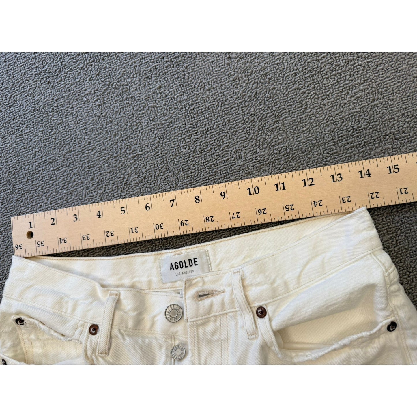 AGOLDE Los Angeles Women's Size 25 White Denim Shorts High Rise Cutoff
