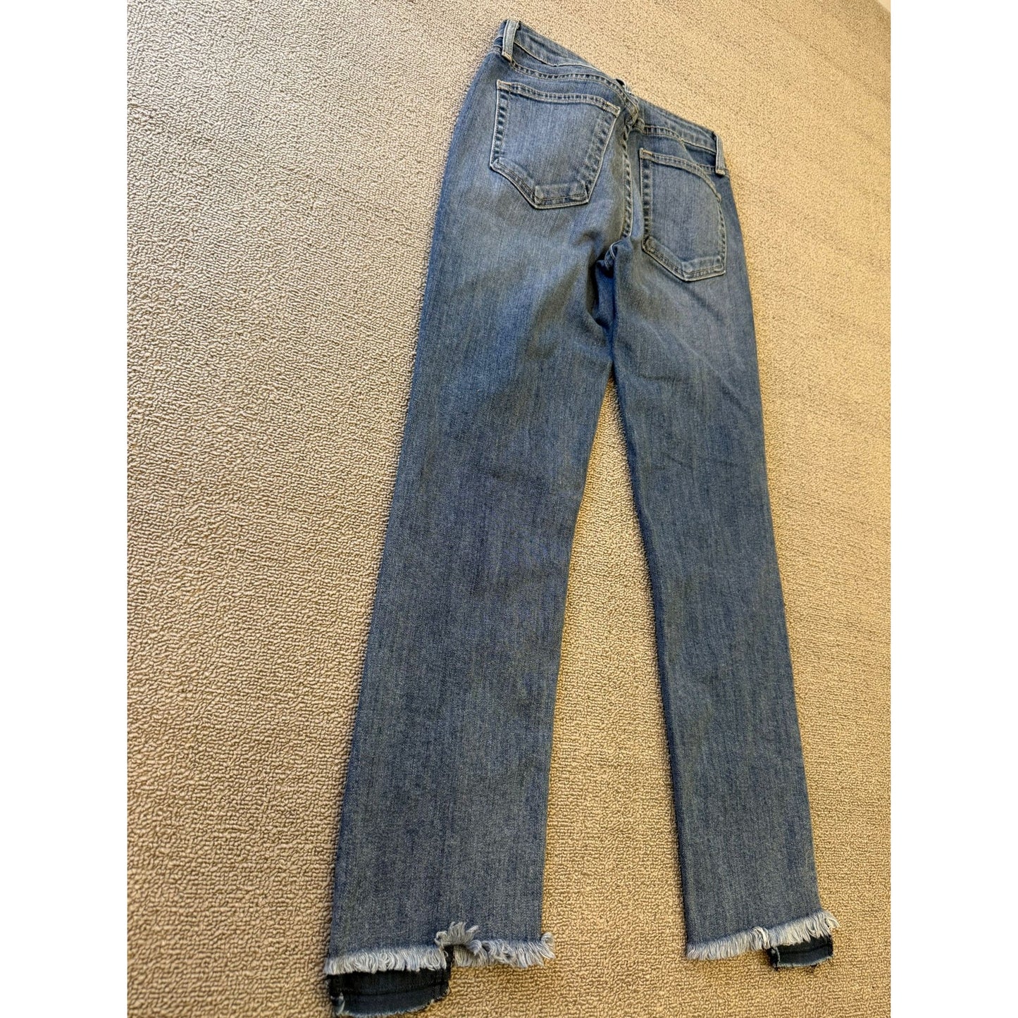 JUSTBLACK Female Light Dark Wash Denim Jeans Size 24 Raw Hem Straight Leg