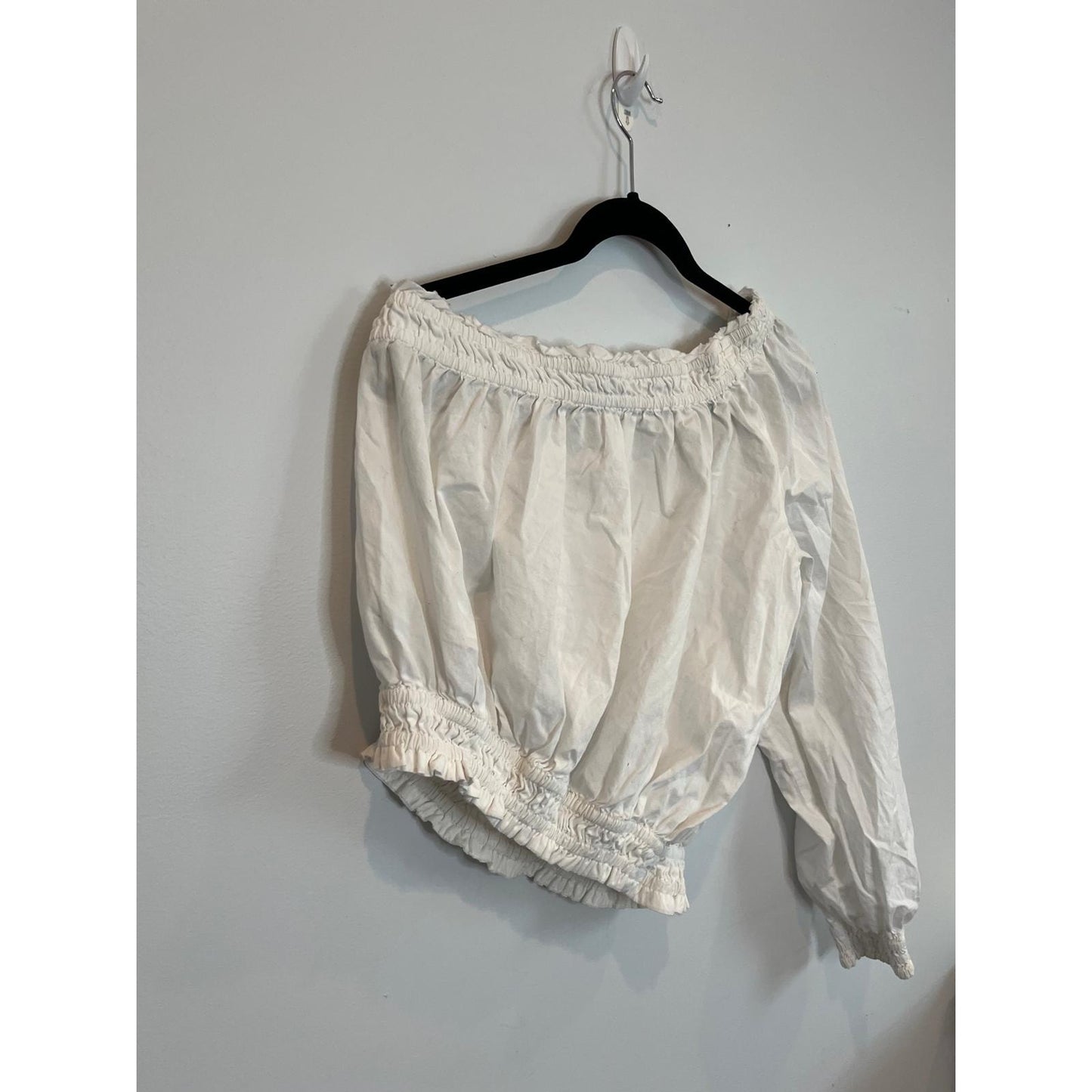 Free People Off Shoulder Blouse Women SP White Long Sleeve Boho Crop Top
