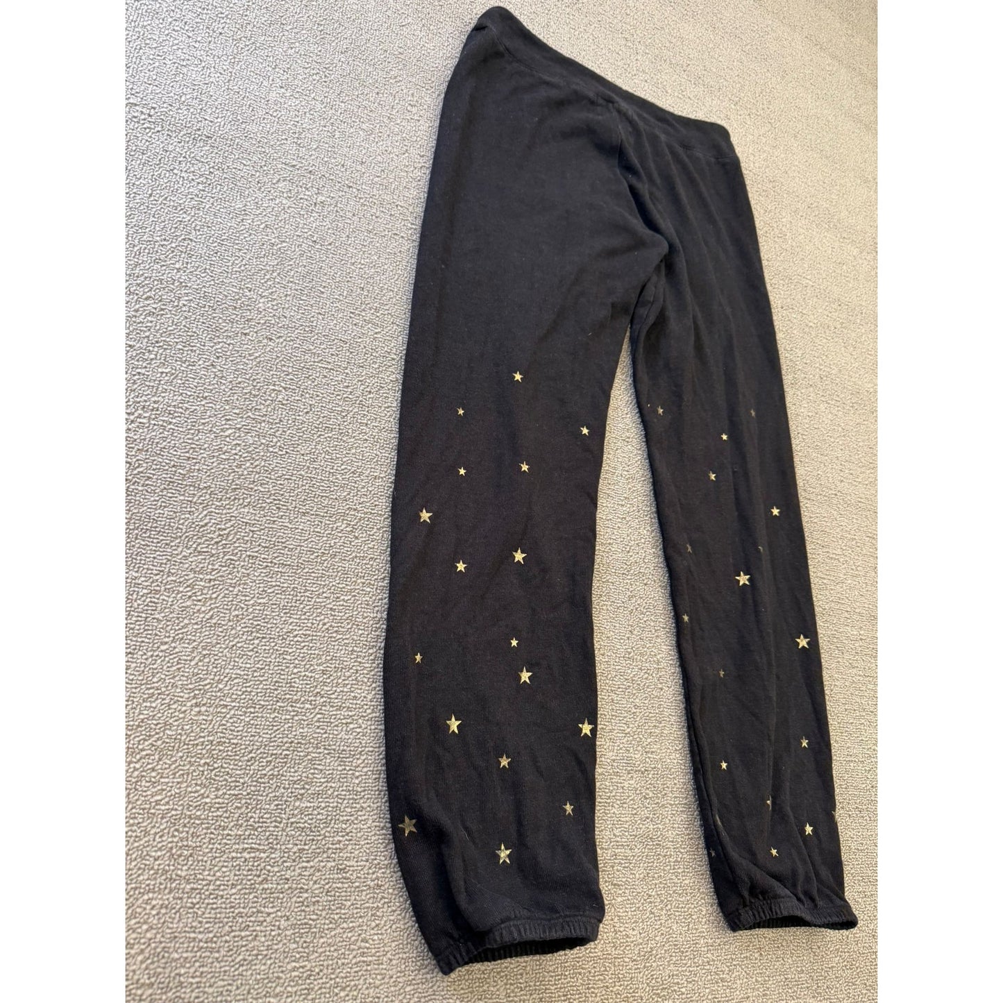 Monrow Women's XS Black Joggers Gold Star Print Sweat Pants