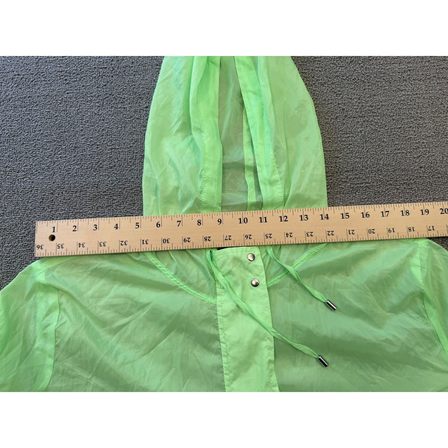 Forever 21 Women's Size S Neon Green Hooded Raincoat Trench Coat