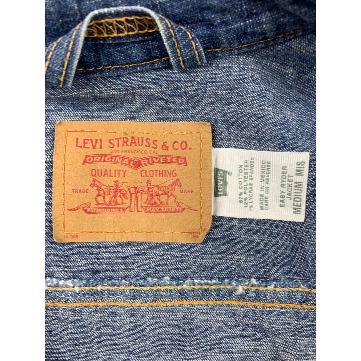 Levi's Easy Ryder Jacket Size M Blue Wash Trucker Denim Vest DIY Cut Off Sleeve