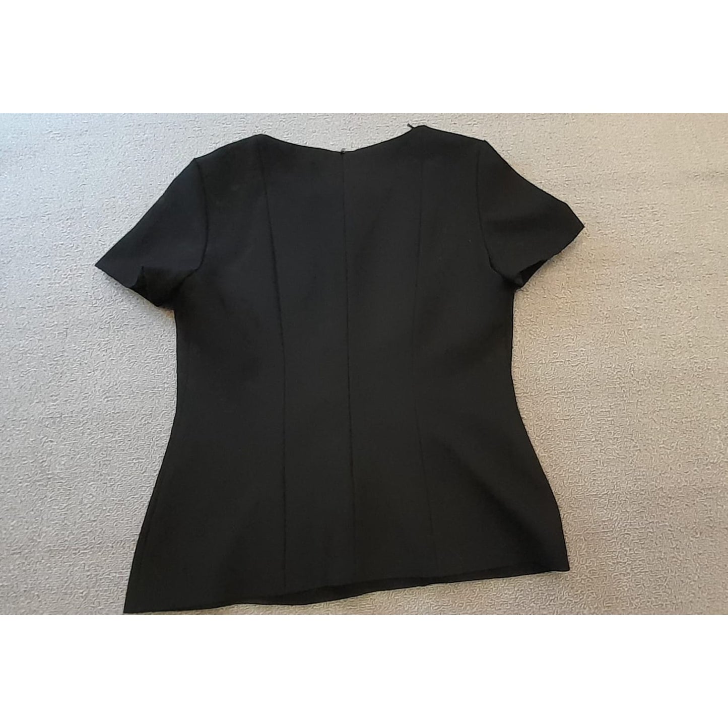 BOSS Hugo Boss Womens 10 Black Short Sleeve V Neck Fitted Blouse