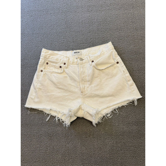 AGOLDE Los Angeles Women's Size 25 White Denim Shorts High Rise Cutoff