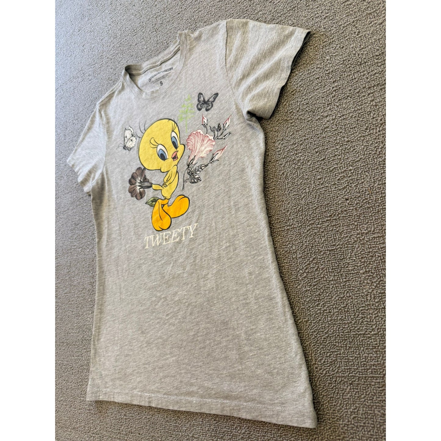 Tweety Bird Looney Tunes Womans Small Gray Short Sleeve T-Shirt