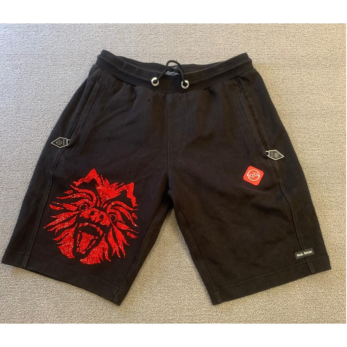 Paul Balm Male Medium Black Red Wolf Graphic Sweat Shorts