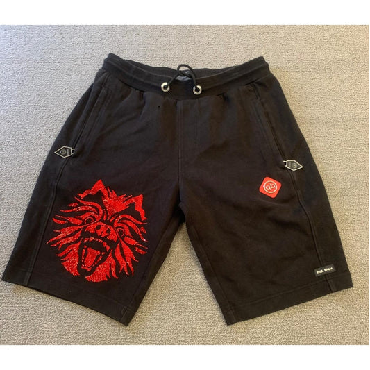 Paul Balm Male Medium Black Red Wolf Graphic Sweat Shorts