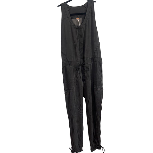Free People Jumpsuit Women 10 Black Utility Sleeveless Drawstring Pockets