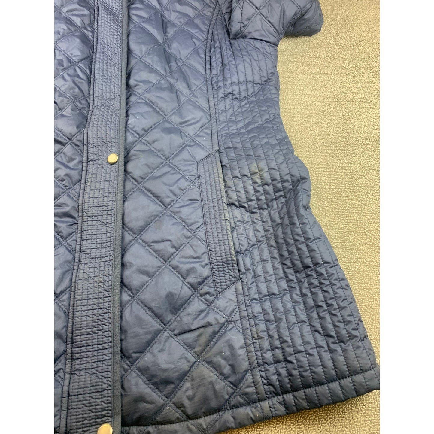 Andrew Marc New York Womens Large Blue Down Quilted Puffer Coat