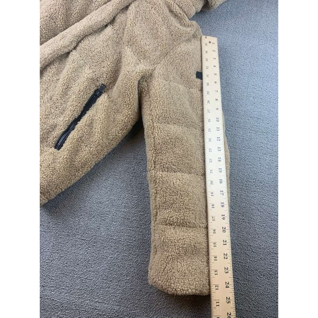 Sanctuary Sherpa Hooded Puffer Jacket Size M Teddy Bear Coat Faux Fur Tan
