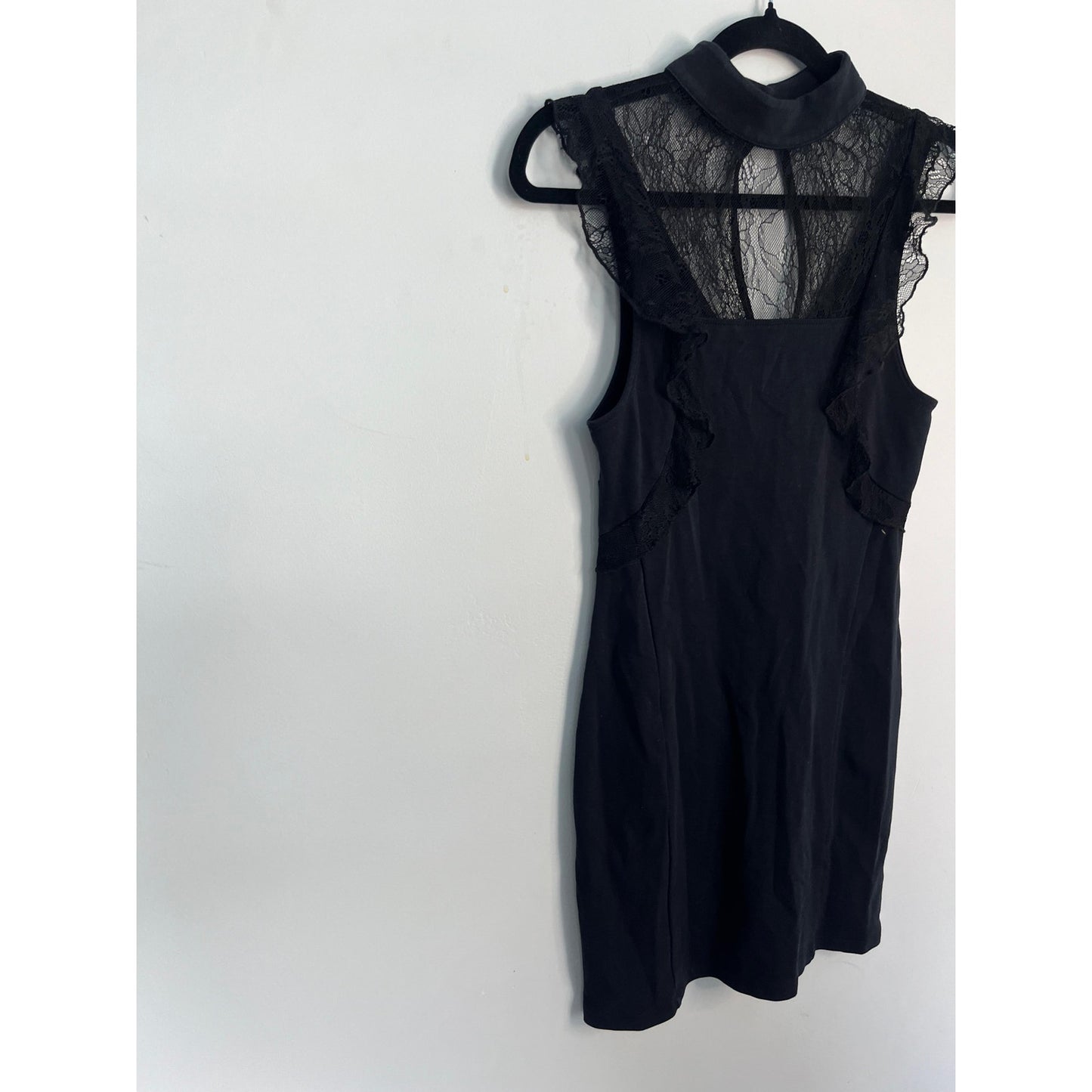 Free People Black Lace Back Sleeveless Mini Dress Women XS Gothic Mesh Detail