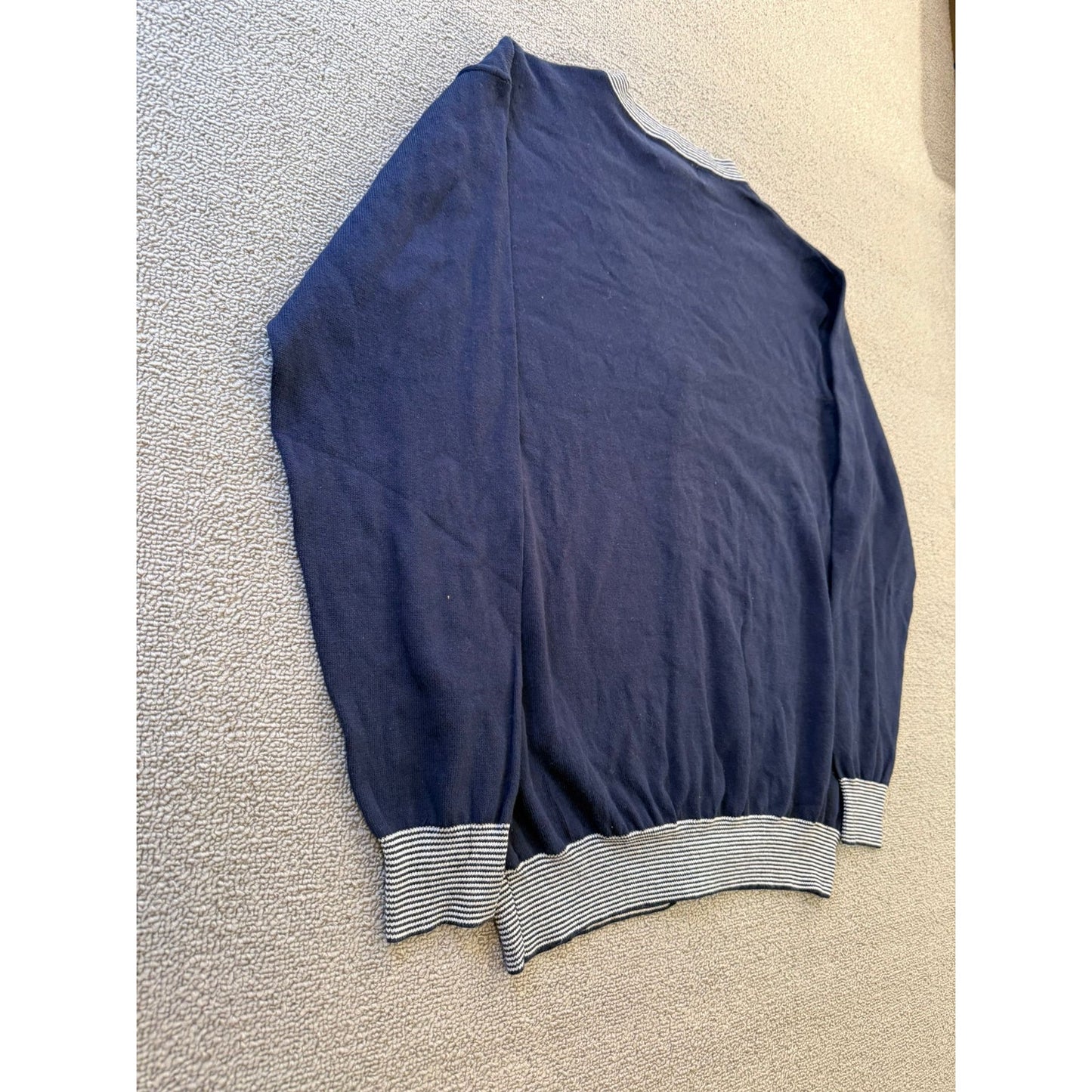 Tasso Elba Large Mens Navy Supima Cotton Striped Cardigan