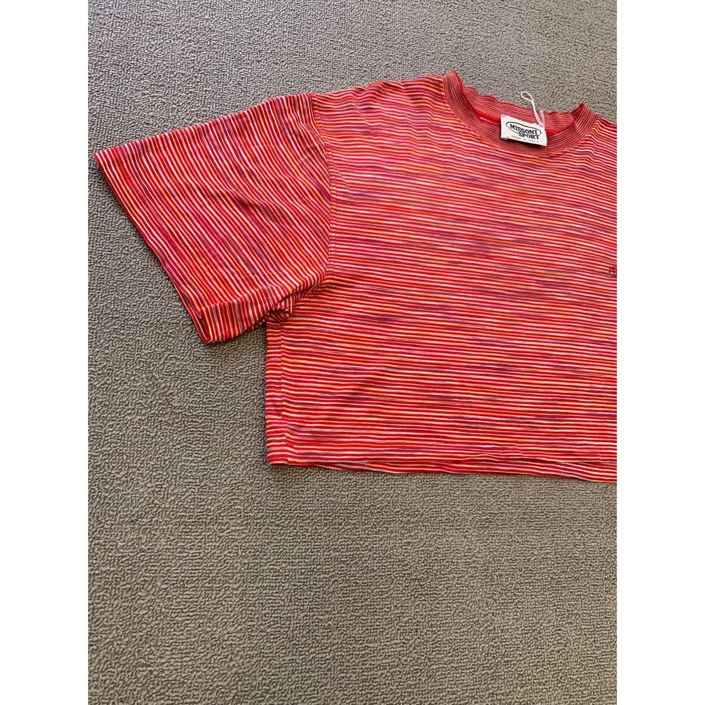Missoni Sport Women M Red Striped Crop Top T-Shirt