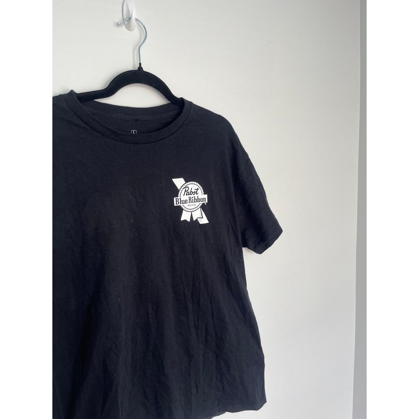 Pabst Blue Ribbon T Shirt Men L Black Graphic Beer Logo Cotton