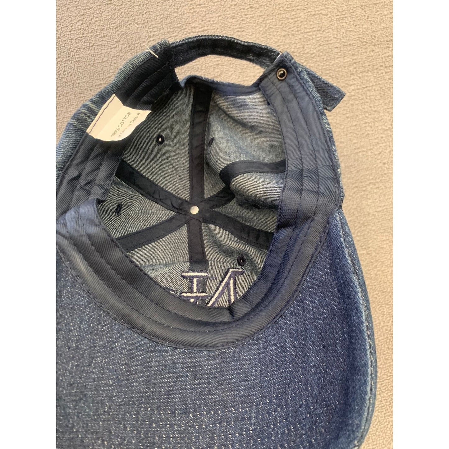Nyc Men's One Size Blue Denim Distressed Baseball Hat