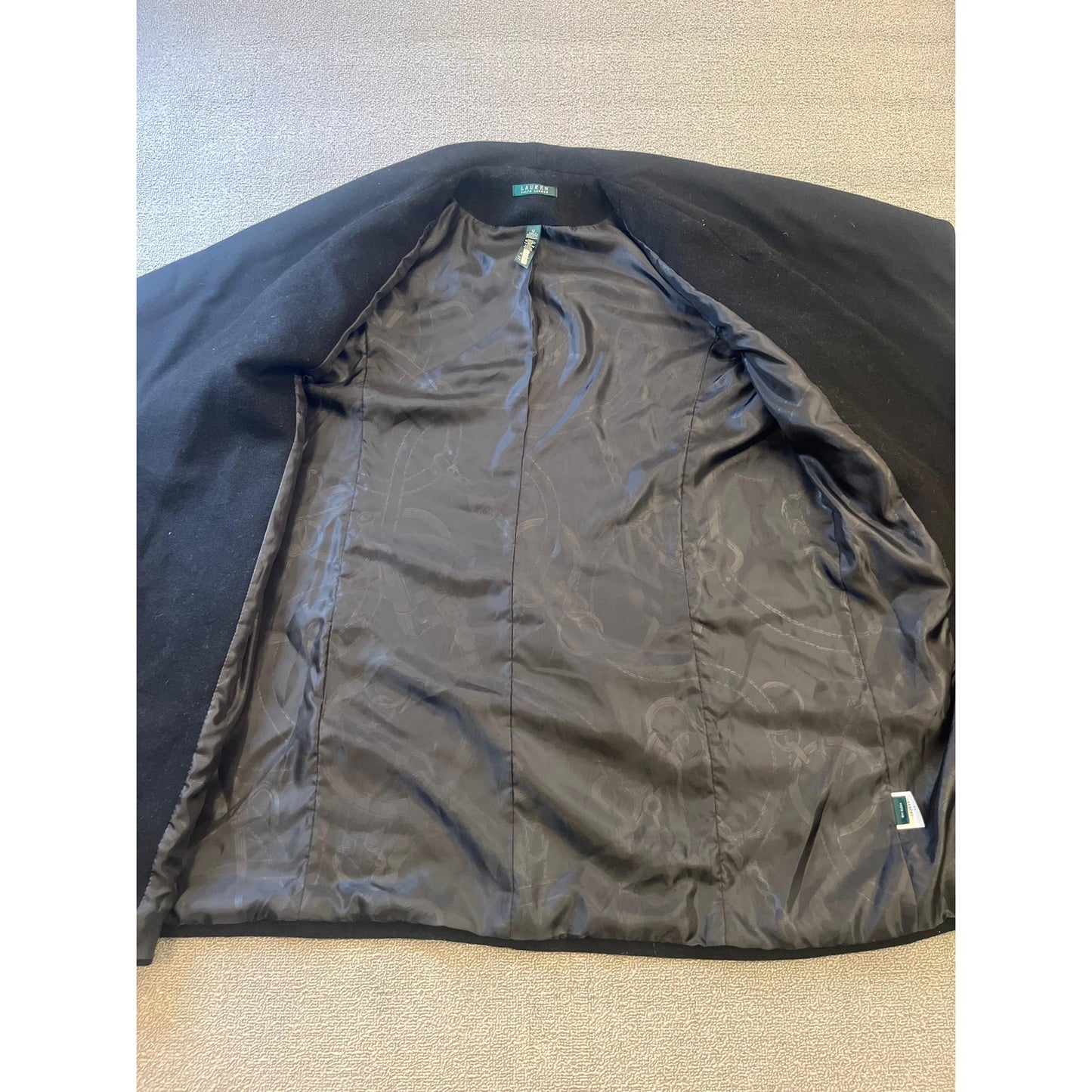 Lauren Ralph Lauren Women's 12 Black Wool Blend Wrap Draped Coat