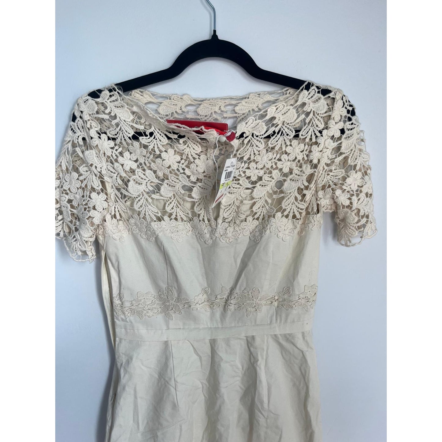 Ivanka Trump Lace Midi Dress Women 4 Cream Floral Overlay Cocktail
