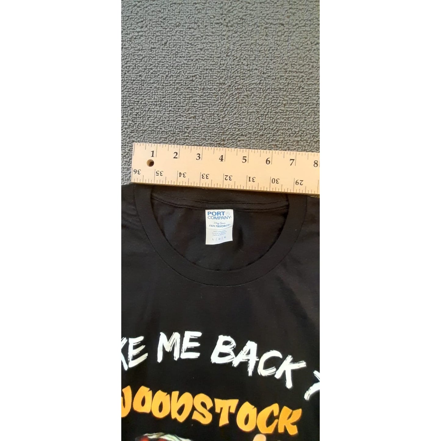 Port & Company Mens L Black Woodstock 1969 Graphic T Shirt