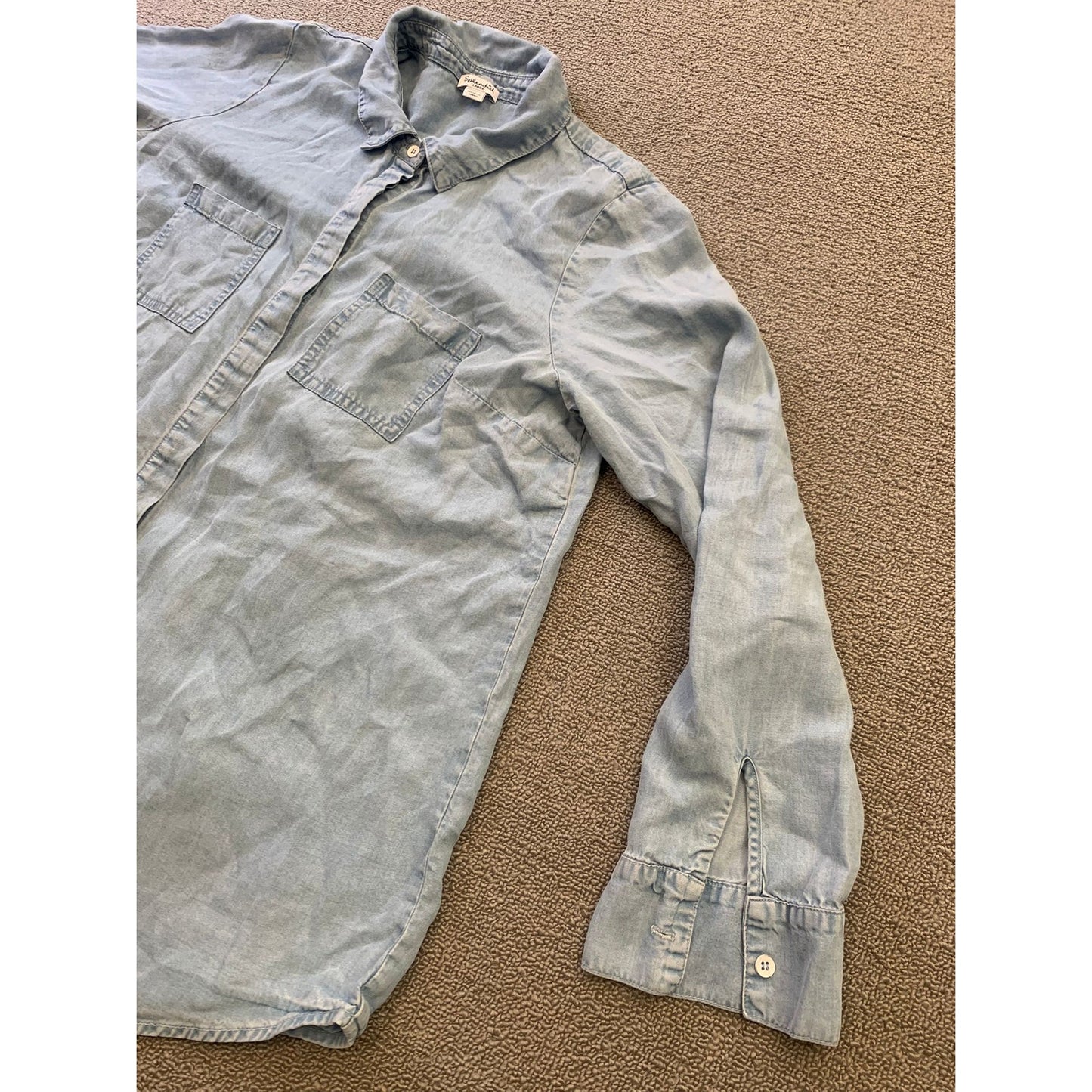 SPLENDID Women Large Blue Denim Button Up Shirt