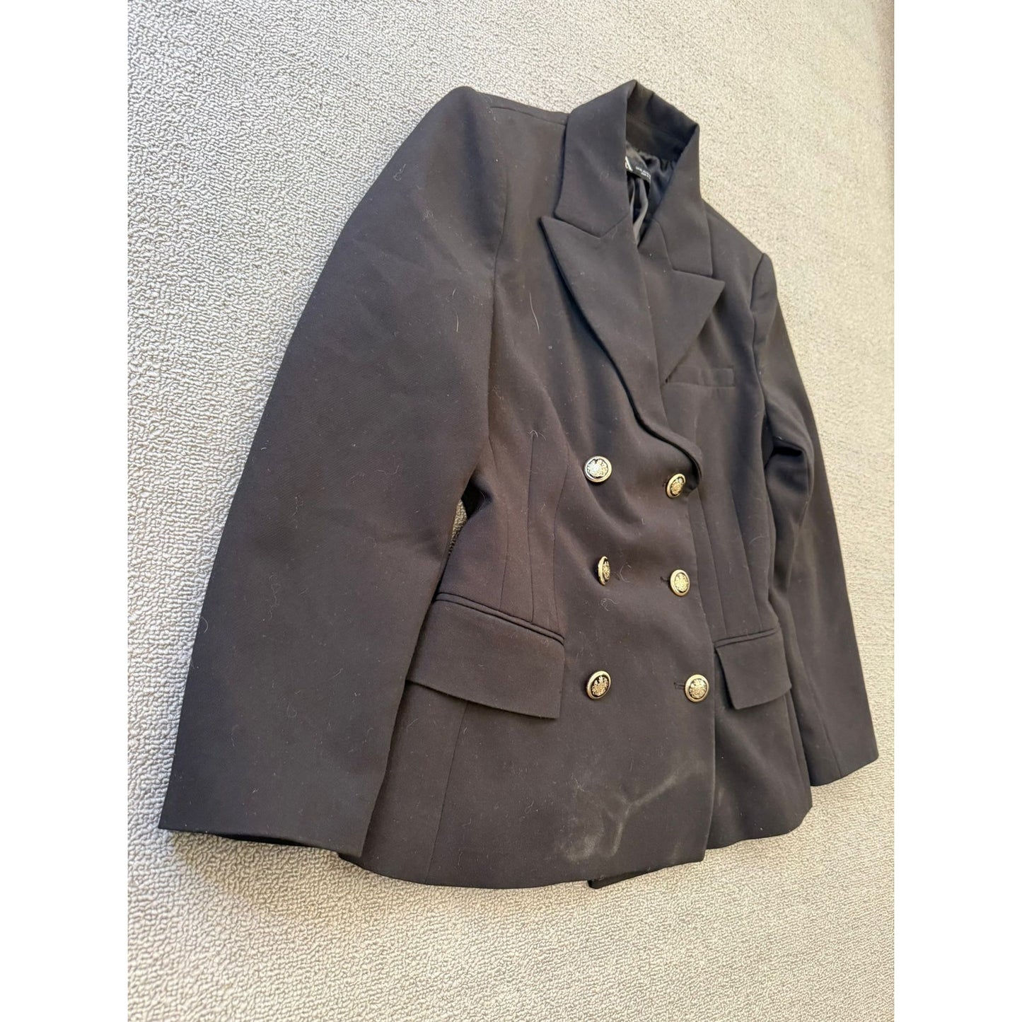 ZARA Women XS Black Double Breasted Blazer Black