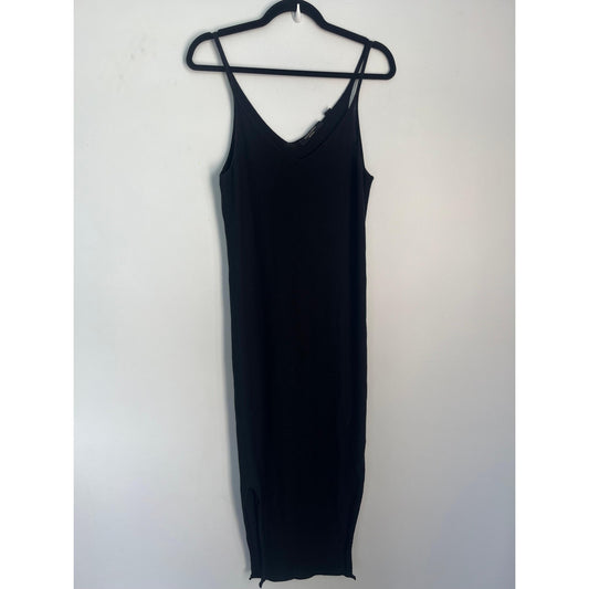 AllSaints Knit Midi Dress Women Medium Black Sleeveless Minimalist