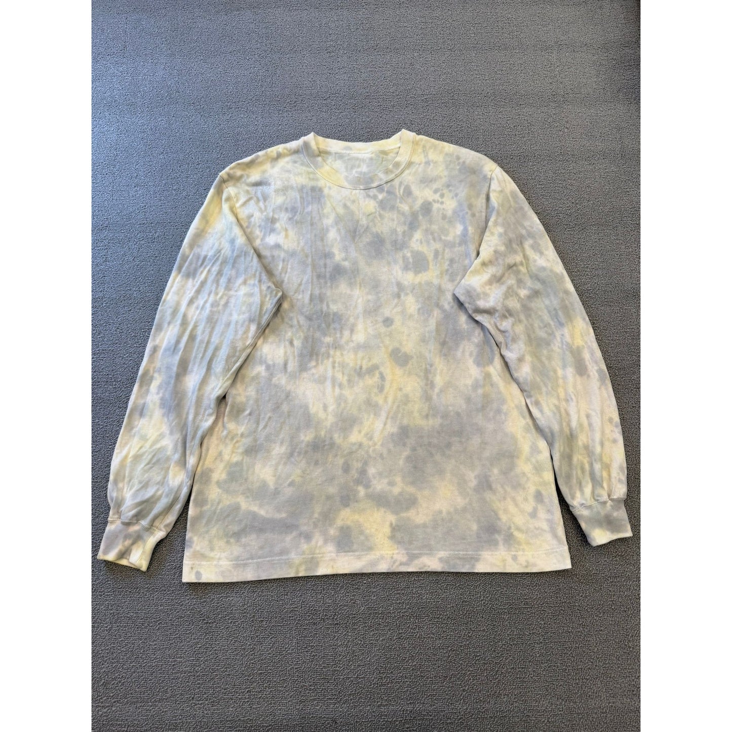 Alexander Wang Sample Mens Grey Cream Tie Dye Long Sleeve Shirt