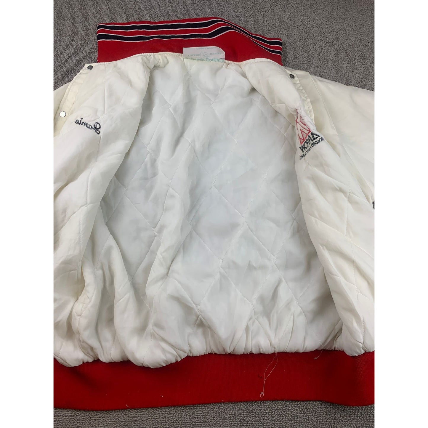 Athletic Otterwear Women's Medium White Red Vintage Bomber Jacket