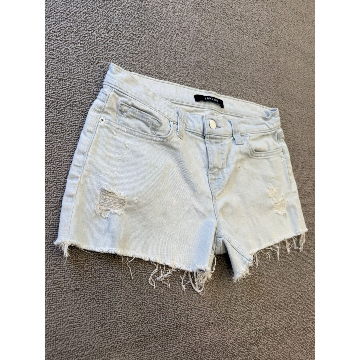J Brand Womens Size 26 Light Wash Distressed Denim Shorts Frayed Hem Cutoff