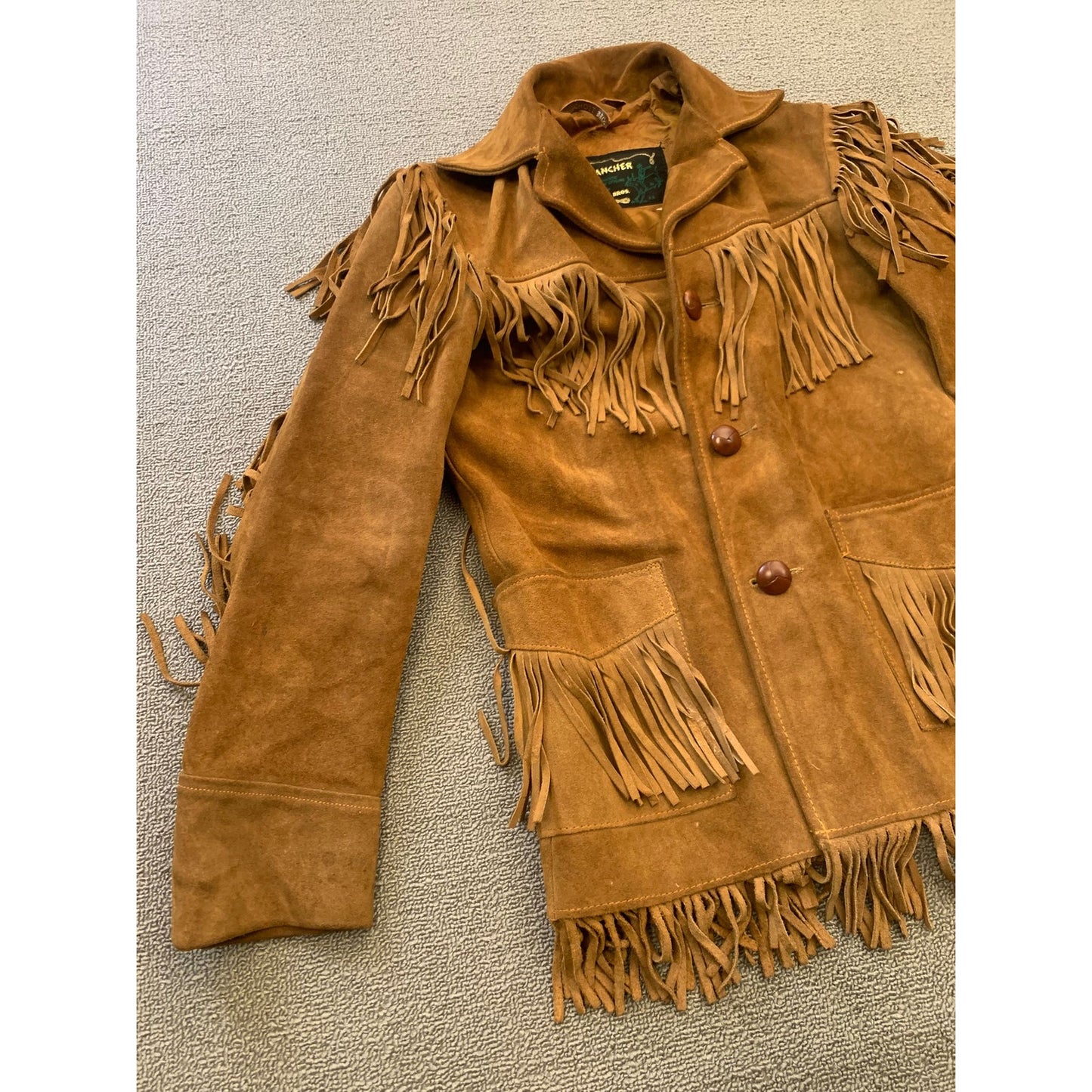VINTAGE SCHOTT BROS. RANCHER Size 16 Brown Suede Fringe Jacket
